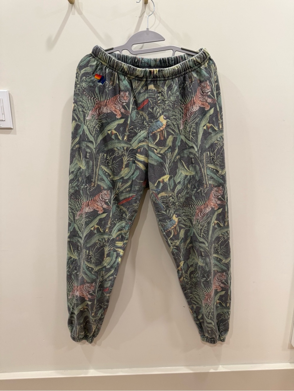 Aviator Nation Green Jungle Tiger-Print Sweatpants